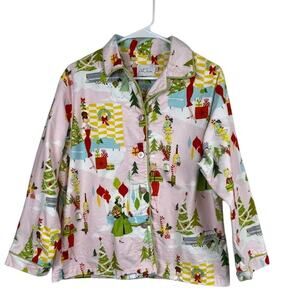 The Cat's Pajama's-Retro Christmas Holiday Flannel Pajama Top